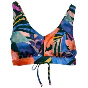 Kona Sol Women's Tropical Tie Back Wide Strap Bralette Bikini Top Size 2XL 20-22